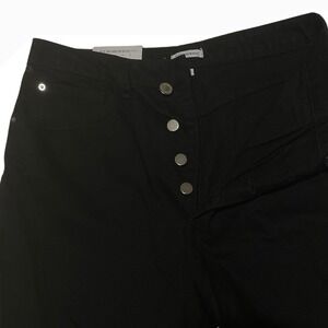 WeWoreWhat Crossover Straight Leg Jeans Button Fly High Waist Black Pant Size 29
